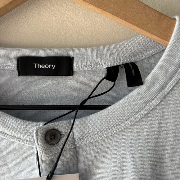Theory Gaskell Short-Sleeve Henley - Misty Blue Sz L NWT - Picture 7 of 9